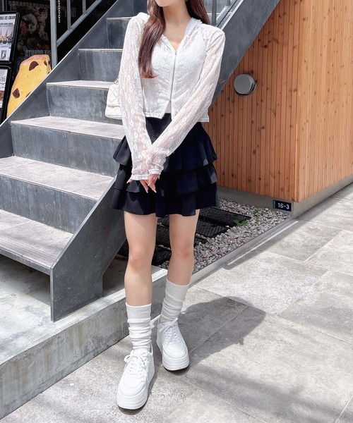 INGNI（イング）の「ダブルジップレースパーカー（パーカー・レディース・オフホワイト/ブラック・M）」の10枚目の写真