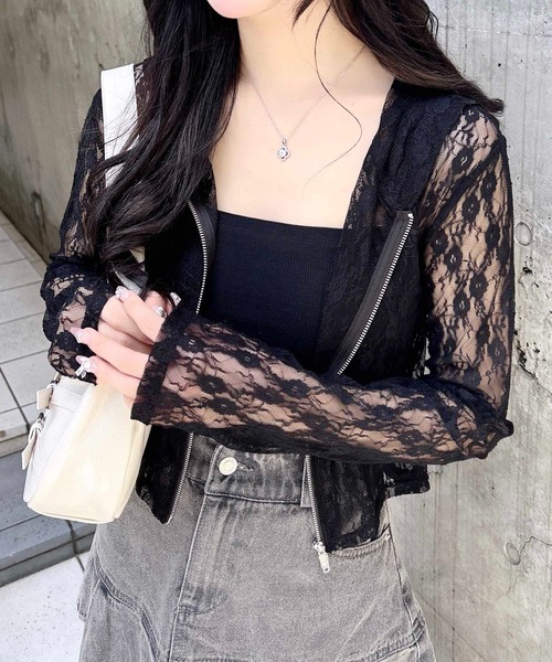 INGNI（イング）の「ダブルジップレースパーカー（パーカー・レディース・オフホワイト/ブラック・M）」の15枚目の写真