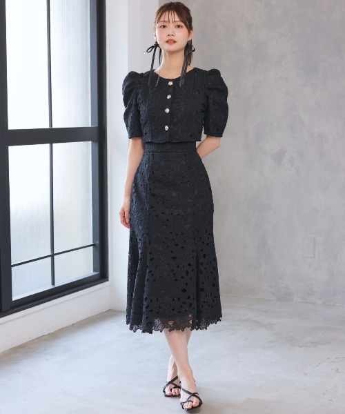 AND COUTURE（アンドクチュール）の「スカラレースジャケット（ノーカラージャケット・レディース・ミント/オフホワイト/ブラック・FREE）」の13枚目の写真