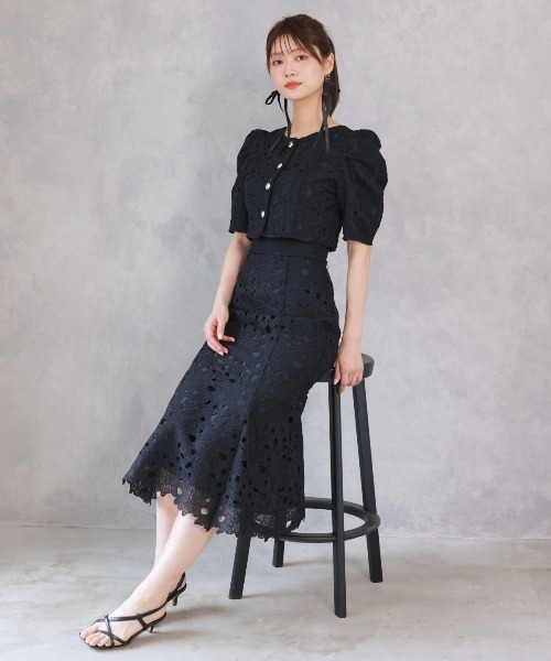 AND COUTURE（アンドクチュール）の「スカラレースジャケット（ノーカラージャケット・レディース・ミント/オフホワイト/ブラック・FREE）」の14枚目の写真