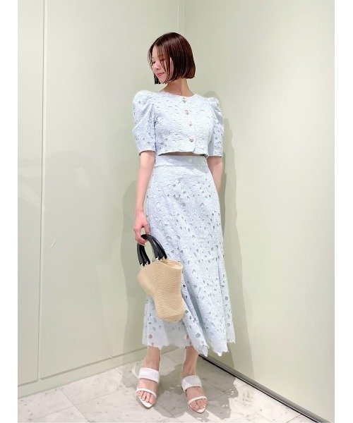 AND COUTURE（アンドクチュール）の「スカラレースジャケット（ノーカラージャケット・レディース・ミント/オフホワイト/ブラック・FREE）」の15枚目の写真