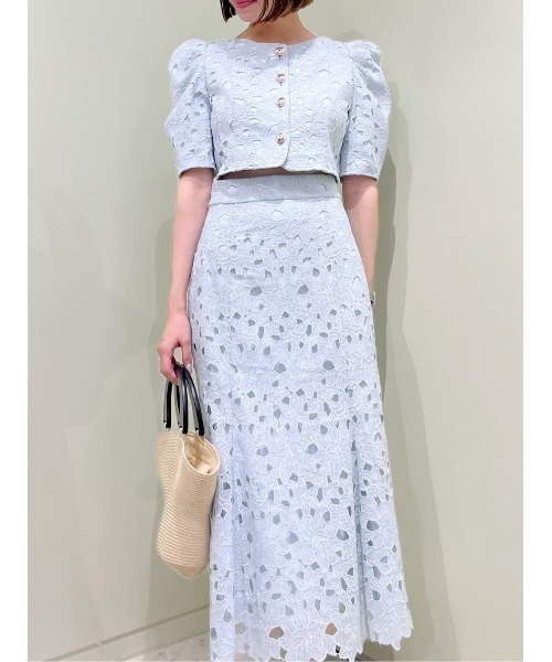 AND COUTURE（アンドクチュール）の「スカラレースジャケット（ノーカラージャケット・レディース・ミント/オフホワイト/ブラック・FREE）」の16枚目の写真