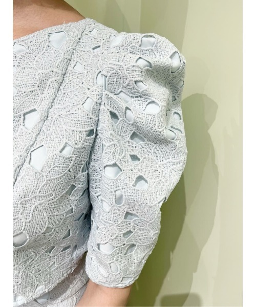 AND COUTURE（アンドクチュール）の「スカラレースジャケット（ノーカラージャケット・レディース・ミント/オフホワイト/ブラック・FREE）」の18枚目の写真