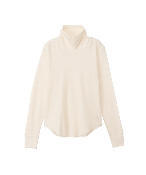 HANES（ヘインズ）の「【Hanes/ヘインズ】レディース タートルネックロングTシャツ（Tシャツ/カットソー・レディース・ヘザーグレー/パープル系その他2/オフホワイト/ダークネイビー・FREE）」の2枚目の写真