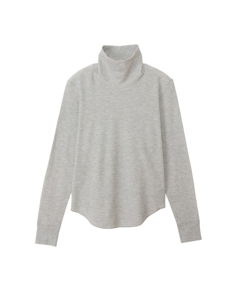 HANES（ヘインズ）の「【Hanes/ヘインズ】レディース タートルネックロングTシャツ（Tシャツ/カットソー・レディース・ヘザーグレー/パープル系その他2/オフホワイト/ダークネイビー・FREE）」の3枚目の写真
