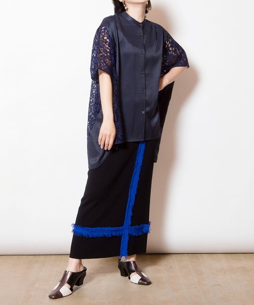 OSMOSIS（オズモーシス）の「切替ワイドブラウス（シャツ/ブラウス・レディース・ホワイト/ブラック/ネイビー・ONE SIZE）」の21枚目の写真