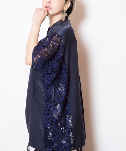 OSMOSIS（オズモーシス）の「切替ワイドブラウス（シャツ/ブラウス・レディース・ホワイト/ブラック/ネイビー・ONE SIZE）」の16枚目の写真