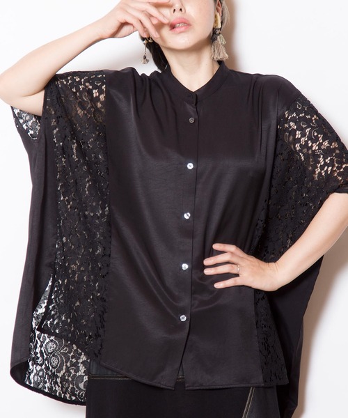 OSMOSIS（オズモーシス）の「切替ワイドブラウス（シャツ/ブラウス・レディース・ホワイト/ブラック/ネイビー・ONE SIZE）」の10枚目の写真