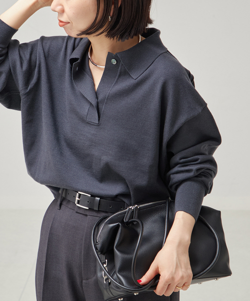 journal standard L'essage（ジャーナルスタンダードレサージュ）の「Washable/victria襟付プルオーバー（ニット/セーター・レディース・ベージュ/ネイビー/チャコールグレー・FREE）」の2枚目の写真