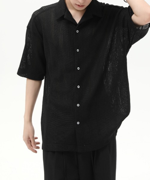 JCAESAR STUDIO 透かし編みTシャツ メッシュシャツ AH ABAHOUSE シャツ 「AH ABAHOUSE」マルチカラー 透かし編み