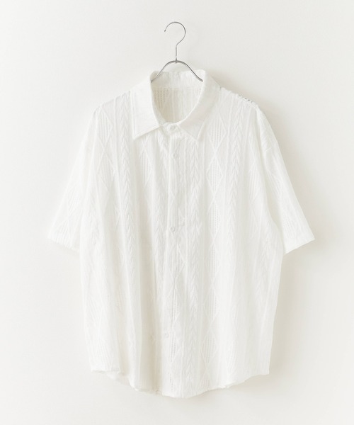 Theater code(シアターコード)の「Openwork Short-Sleeved Shirt / 透かし編み 半袖シャツ(シャツ/ブラウス・メンズ・ブラック/ホワイト・M/L)」の10枚目の写真