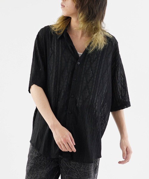 Theater code(シアターコード)の「Openwork Short-Sleeved Shirt / 透かし編み 半袖シャツ(シャツ/ブラウス・メンズ・ブラック/ホワイト・M/L)」の16枚目の写真