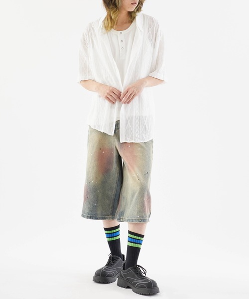 Theater code(シアターコード)の「Openwork Short-Sleeved Shirt / 透かし編み 半袖シャツ(シャツ/ブラウス・メンズ・ブラック/ホワイト・M/L)」の14枚目の写真