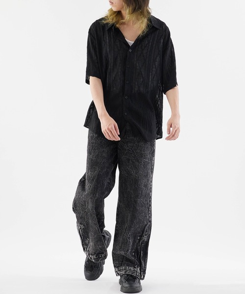 Theater code(シアターコード)の「Openwork Short-Sleeved Shirt / 透かし編み 半袖シャツ(シャツ/ブラウス・メンズ・ブラック/ホワイト・M/L)」の18枚目の写真