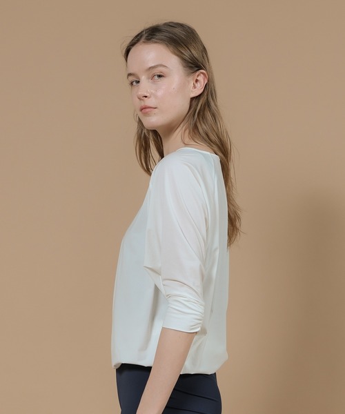Julier Yoga and Relax(ジュリエヨガアンドリラックス)の「Julier (定番)ライトプライムハーフスリーブプルオーバー(Tシャツ/カットソー・レディース・ホワイト/ミント/チャコール・FREE)」の8枚目の写真