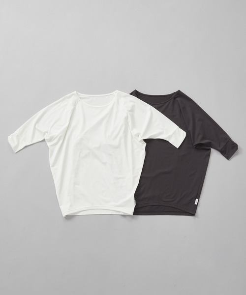 Julier Yoga and Relax(ジュリエヨガアンドリラックス)の「Julier (定番)ライトプライムハーフスリーブプルオーバー(Tシャツ/カットソー・レディース・ホワイト/ミント/チャコール・FREE)」の6枚目の写真