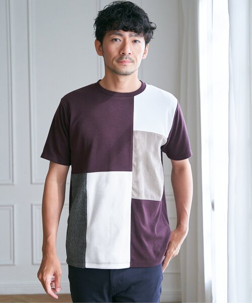 ikka(イッカ)の「ブロックスCHスエード切り替えTシャツ(Tシャツ/カットソー・メンズ・ホワイト/ライム/ブラック/ワイン・M/L/XL/S)」の5枚目の写真