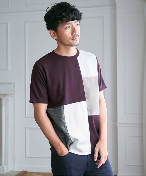 ikka(イッカ)の「ブロックスCHスエード切り替えTシャツ(Tシャツ/カットソー・メンズ・ホワイト/ライム/ブラック/ワイン・M/L/XL/S)」の6枚目の写真
