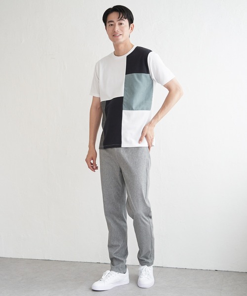 ikka(イッカ)の「ブロックスCHスエード切り替えTシャツ(Tシャツ/カットソー・メンズ・ホワイト/ライム/ブラック/ワイン・M/L/XL/S)」の15枚目の写真