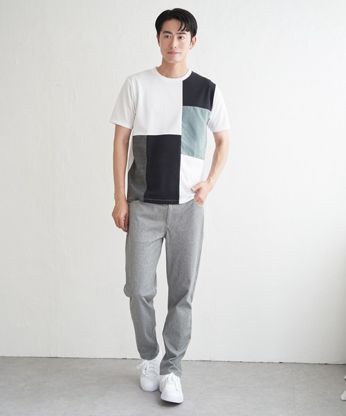 ikka(イッカ)の「ブロックスCHスエード切り替えTシャツ(Tシャツ/カットソー・メンズ・ホワイト/ライム/ブラック/ワイン・M/L/XL/S)」の16枚目の写真