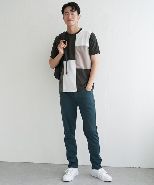 ikka(イッカ)の「ブロックスCHスエード切り替えTシャツ(Tシャツ/カットソー・メンズ・ホワイト/ライム/ブラック/ワイン・M/L/XL/S)」の21枚目の写真