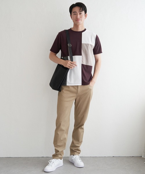 ikka(イッカ)の「ブロックスCHスエード切り替えTシャツ(Tシャツ/カットソー・メンズ・ホワイト/ライム/ブラック/ワイン・M/L/XL/S)」の11枚目の写真