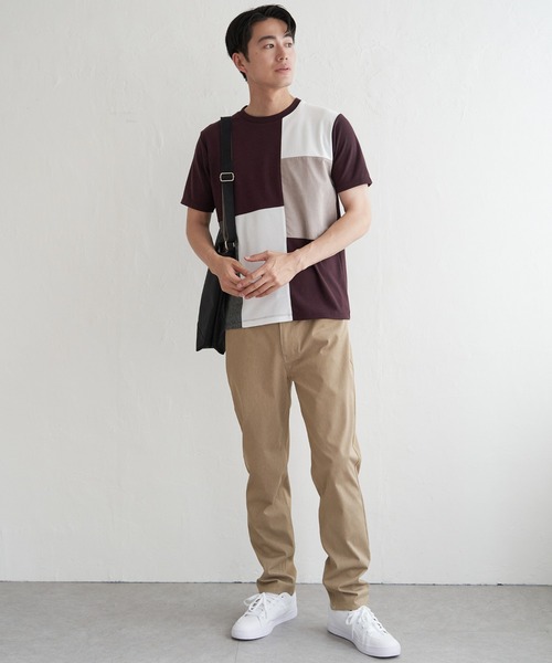ikka(イッカ)の「ブロックスCHスエード切り替えTシャツ(Tシャツ/カットソー・メンズ・ホワイト/ライム/ブラック/ワイン・M/L/XL/S)」の12枚目の写真