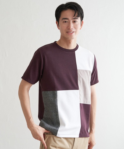 ikka(イッカ)の「ブロックスCHスエード切り替えTシャツ(Tシャツ/カットソー・メンズ・ホワイト/ライム/ブラック/ワイン・M/L/XL/S)」の13枚目の写真