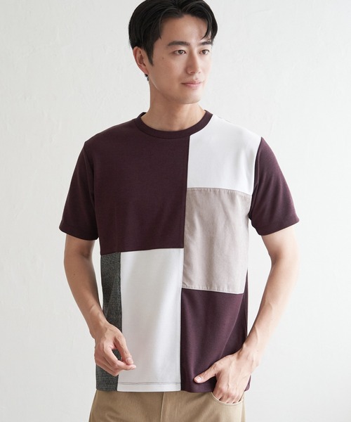 ikka(イッカ)の「ブロックスCHスエード切り替えTシャツ(Tシャツ/カットソー・メンズ・ホワイト/ライム/ブラック/ワイン・M/L/XL/S)」の14枚目の写真