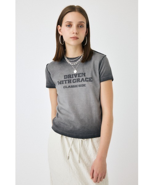 MOUSSY（マウジー）の「BLURRED LOGO Tシャツ（Tシャツ/カットソー・レディース・ライトブラック/ピンク/オフホワイト/ネイビー・FREE）」の5枚目の写真