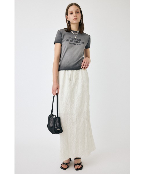 MOUSSY（マウジー）の「BLURRED LOGO Tシャツ（Tシャツ/カットソー・レディース・ライトブラック/ピンク/オフホワイト/ネイビー・FREE）」の6枚目の写真