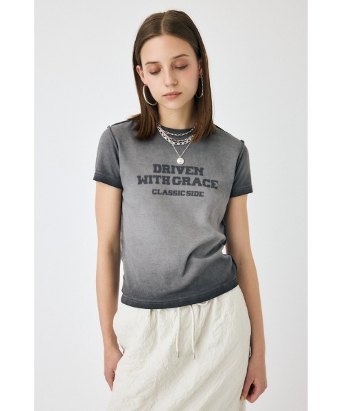 MOUSSY（マウジー）の「BLURRED LOGO Tシャツ（Tシャツ/カットソー・レディース・ライトブラック/ピンク/オフホワイト/ネイビー・FREE）」の10枚目の写真