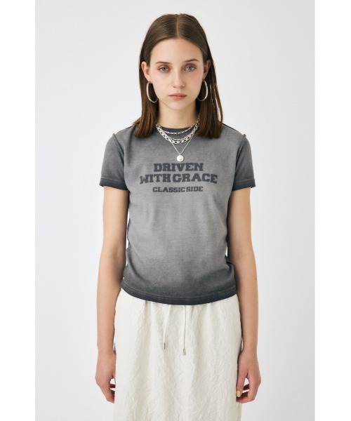 MOUSSY（マウジー）の「BLURRED LOGO Tシャツ（Tシャツ/カットソー・レディース・ライトブラック/ピンク/オフホワイト/ネイビー・FREE）」の11枚目の写真