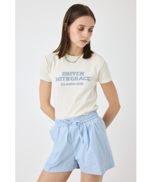 MOUSSY（マウジー）の「BLURRED LOGO Tシャツ（Tシャツ/カットソー・レディース・ライトブラック/ピンク/オフホワイト/ネイビー・FREE）」の13枚目の写真