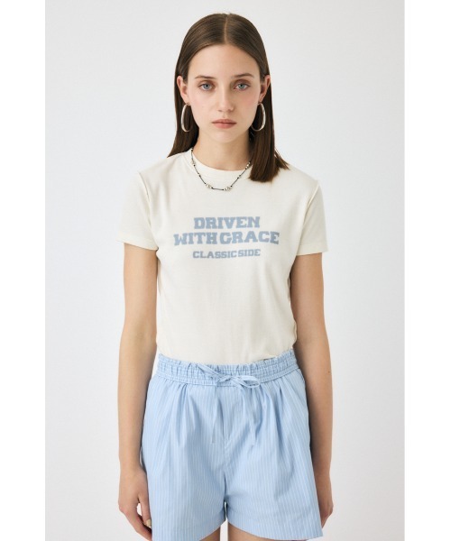 MOUSSY（マウジー）の「BLURRED LOGO Tシャツ（Tシャツ/カットソー・レディース・ライトブラック/ピンク/オフホワイト/ネイビー・FREE）」の18枚目の写真