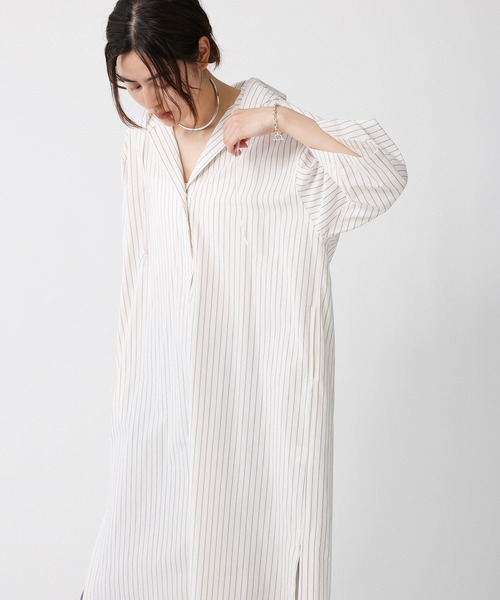 BABYLONE（バビロン）の「フーディシャツワンピース（シャツワンピース・レディース・ライトグリーン/オフホワイト・フリー）」の6枚目の写真