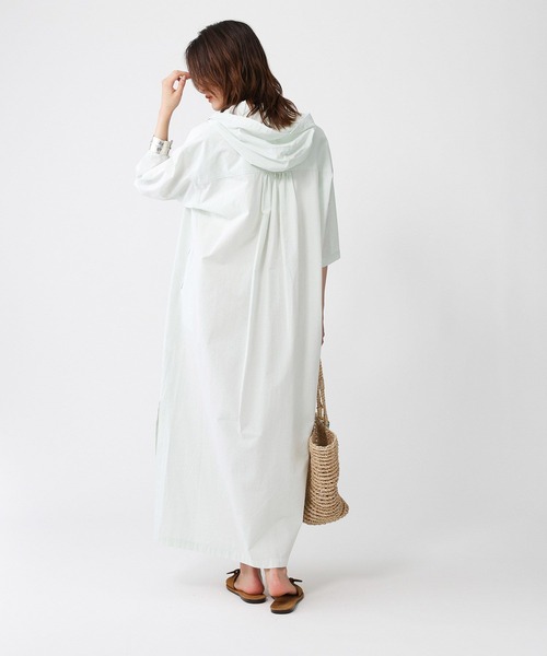 BABYLONE（バビロン）の「フーディシャツワンピース（シャツワンピース・レディース・ライトグリーン/オフホワイト・フリー）」の11枚目の写真
