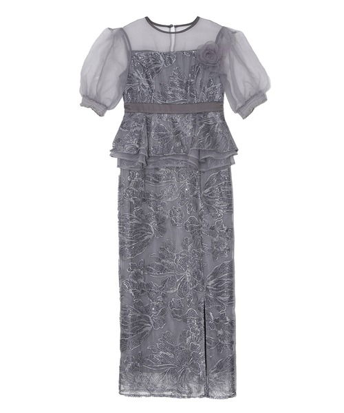 セール】【LEJA】ローズペプラムIラインワンピースドレス2点セット美脚