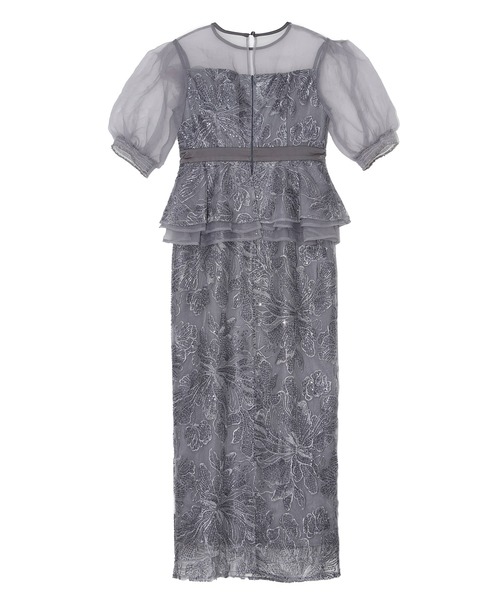 LEJA ローズペプラムIラインワンピースドレス　Mサイズ Leja｜LEJA-ローズペプラムIラインワンピースドレス結婚式オケージョン