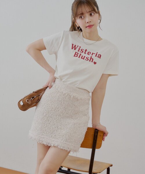 Chico（チコ）の「ツイードフリンジミニスカート（スカート・レディース・ピンク/ブラック/アイボリー・FREE）」の2枚目の写真