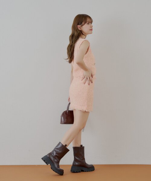 Chico（チコ）の「ツイードフリンジミニスカート（スカート・レディース・ピンク/ブラック/アイボリー・FREE）」の5枚目の写真