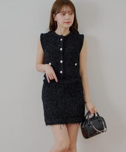 Chico（チコ）の「ツイードフリンジミニスカート（スカート・レディース・ピンク/ブラック/アイボリー・FREE）」の15枚目の写真