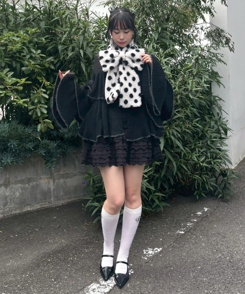 Candy Stripper(キャンディストリッパー)の「RIBBON マフラー(マフラー・レディース・オフホワイト/ピンク/ライトブルー/ブラック/ホワイト×ブラック/ベージュ・FREE)」の17枚目の写真