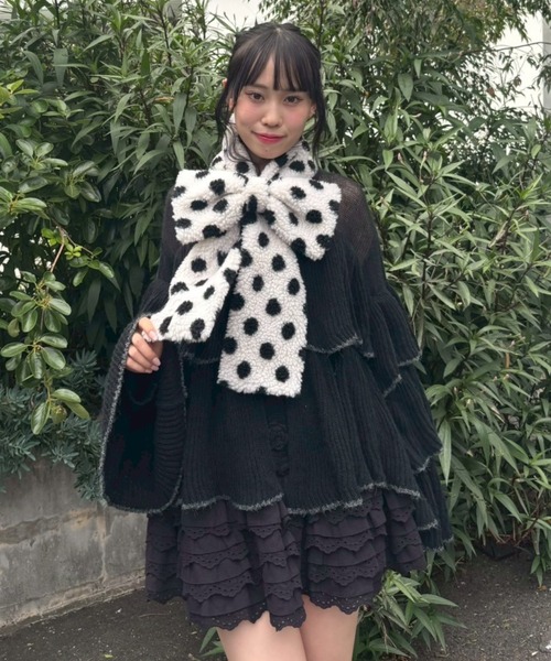 Candy Stripper(キャンディストリッパー)の「RIBBON マフラー(マフラー・レディース・オフホワイト/ピンク/ライトブルー/ブラック/ホワイト×ブラック/ベージュ・FREE)」の15枚目の写真