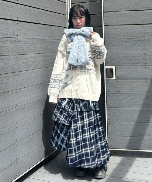 Candy Stripper(キャンディストリッパー)の「RIBBON マフラー(マフラー・レディース・オフホワイト/ピンク/ライトブルー/ブラック/ホワイト×ブラック/ベージュ・FREE)」の19枚目の写真