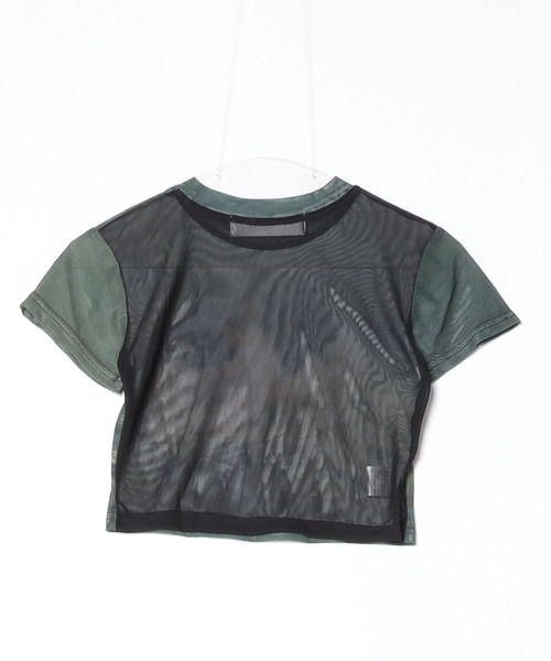 CELENA BEATS(セレナビーツ)の「【猫プリント × シアー素材】キャットフォト グラフィック シアー メッシュ クロップド Tシャツ(Tシャツ/カットソー・レディース・アーミー・S/M/L)」の20枚目の写真