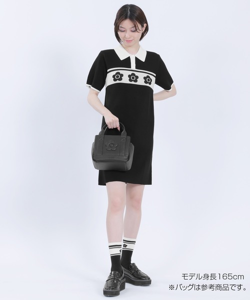マリークワントワンピース　ネイビー ポロドレス 半袖 マリークワント MARY QUANT バイカラーセーラー ワンピース