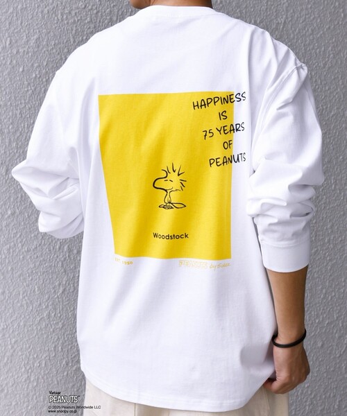 SHIPS any: SNOOPY コラボ 75th グラフィック プリント Tシャツ(ロンT