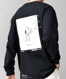 SHIPS any: SNOOPY コラボ 75th グラフィック プリント Tシャツ(ロンT)◆