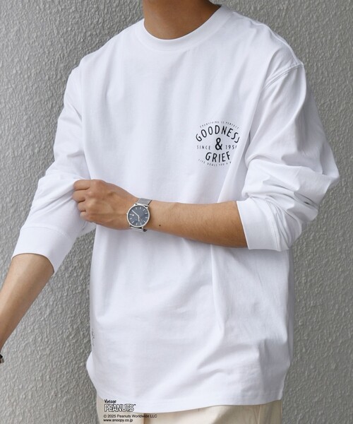 PEANUTS(ピーナッツ)の「SHIPS any: SNOOPY コラボ 75th グラフィック プリント Tシャツ(ロンT)◇(Tシャツ/カットソー・メンズ・ホワイト系/ライトホワイト/ブラック/ホワイト・MEDIUM/LARGE/X-LARGE)」の16枚目の写真